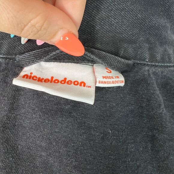 Nickelodeon Hey Arnold Denim Jean Trucker Jacket 90s Cartoon Black Mens S Small - Picture 5 of 6